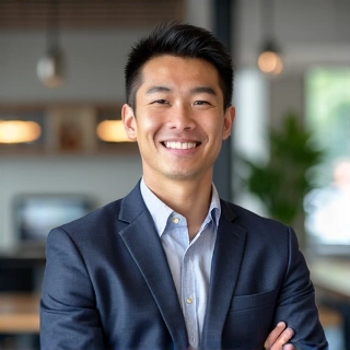 Portrait of Michael Chen, a dedicated and approachable male nutritionist.