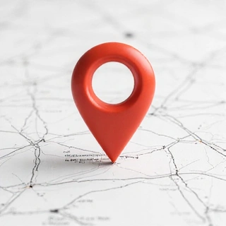 Abstract map pin icon on a stylized map, no text