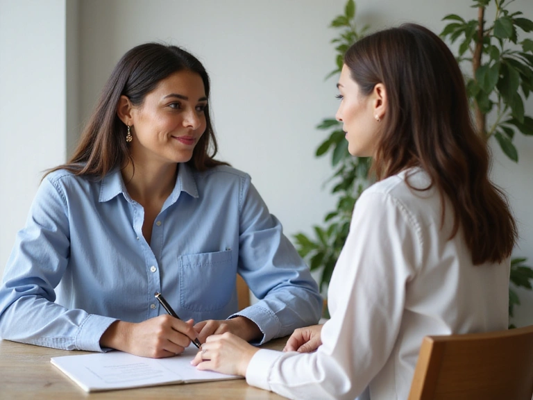 Nutritionist consulting with a client, showing professional and empathetic interaction