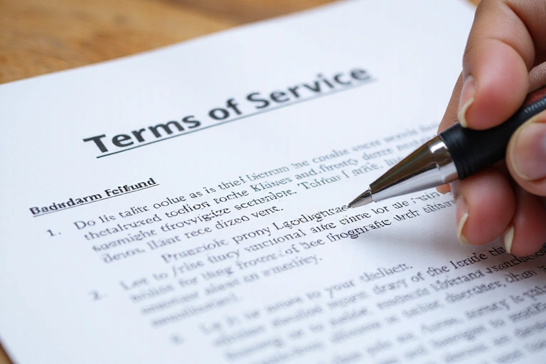 Legal document with a pen, symbolizing terms and conditions